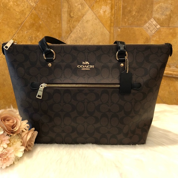 Coach Handbags - Gallery Tote Signature Canvas Crossgrain Leather